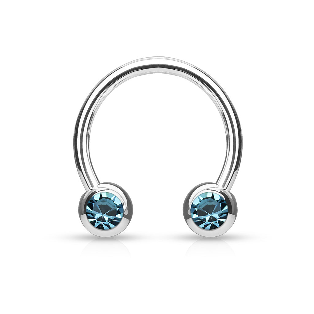 Front Facing Jewel Set Balls IP Over 316L Surgical Steel Circular/Horseshoes